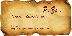 Pleyer Zsadány névjegykártya